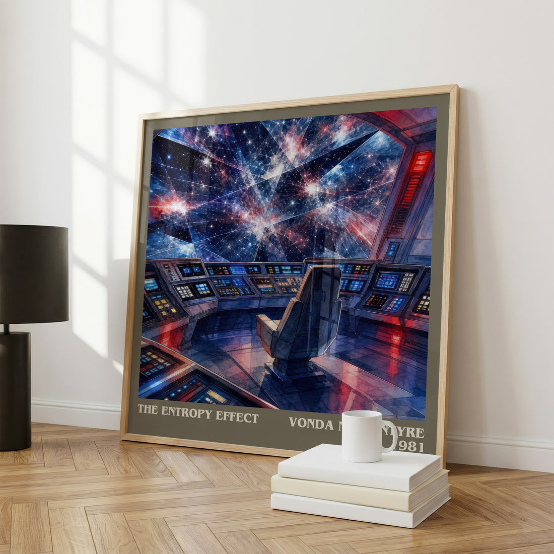 The Entropy Effect literary print framed by window – literary home decor