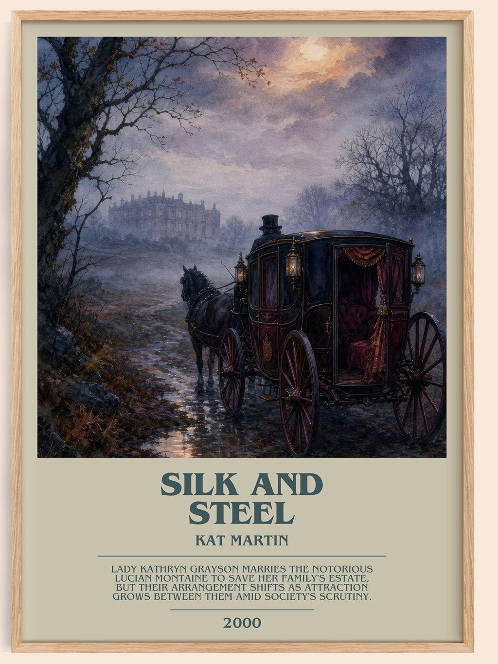 Silk and Steel bookish book poster by Kat Martin – framed literary art print