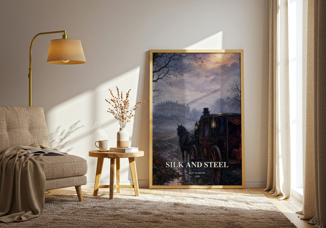 Silk and Steel watercolour print in frame leaning in hallway – romance wall art