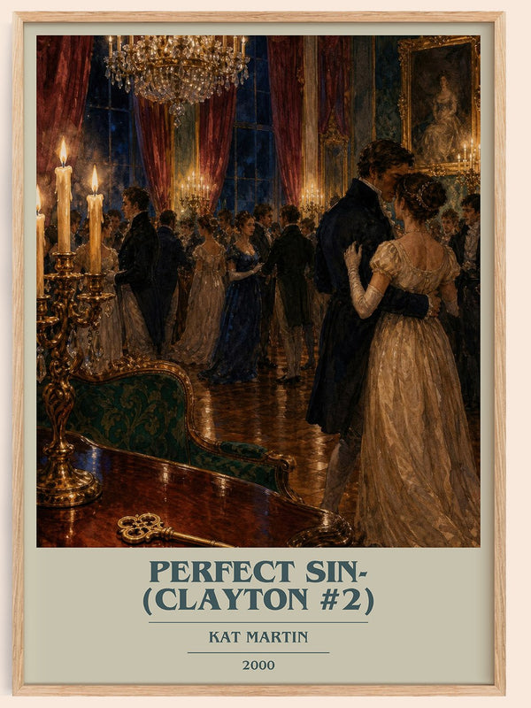 Perfect Sin- (Clayton #2) book cover book poster by Kat Martin – framed literary art print