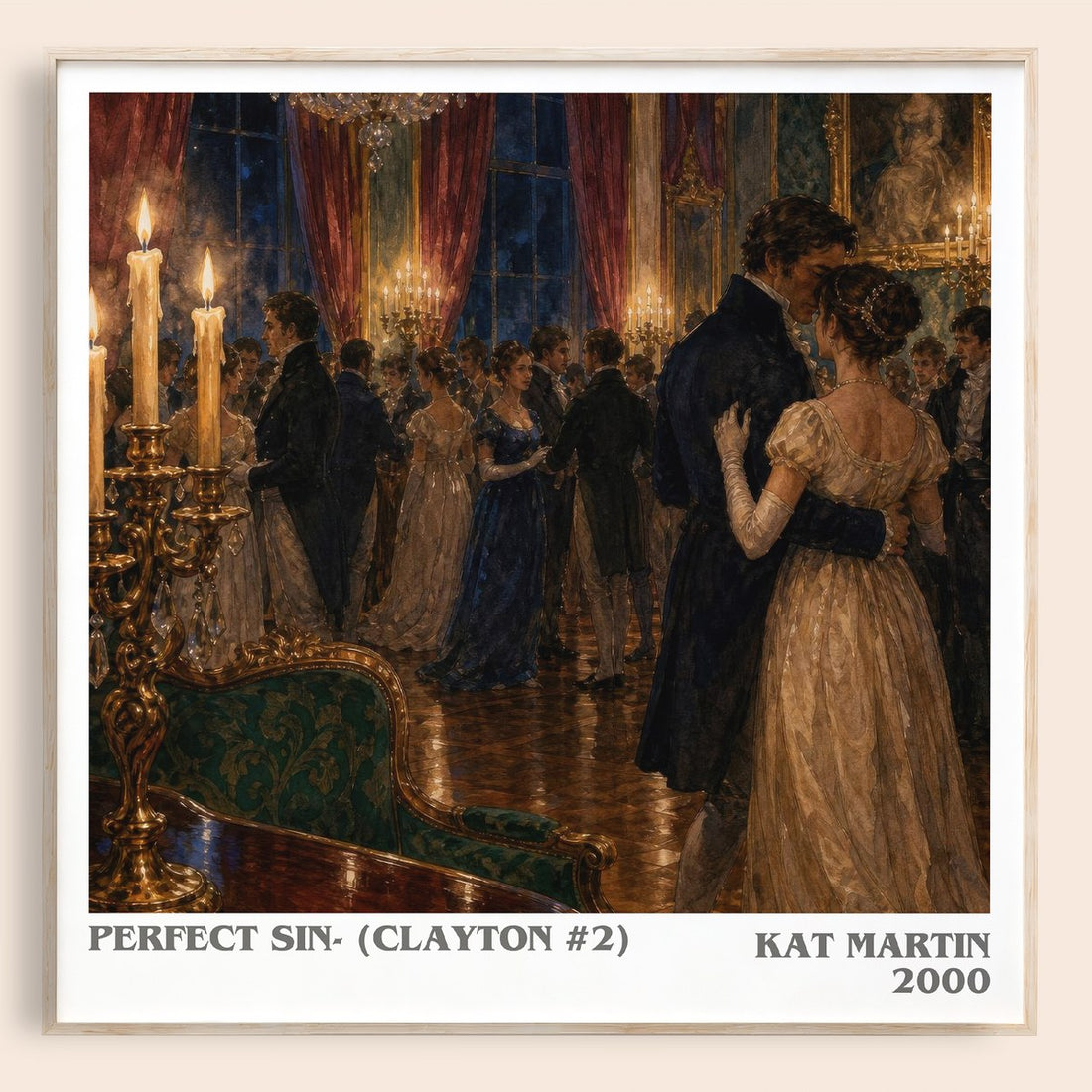 Perfect Sin- (Clayton #2) literary book poster by Kat Martin – framed literary art print