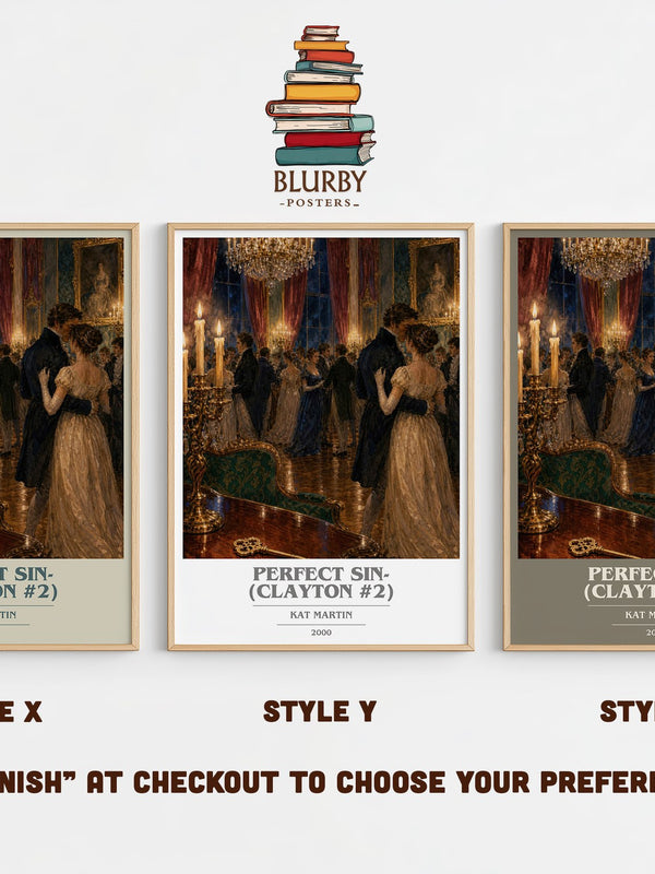 Perfect Sin- (Clayton #2) book cover print in frame leaning in hallway – romance wall art