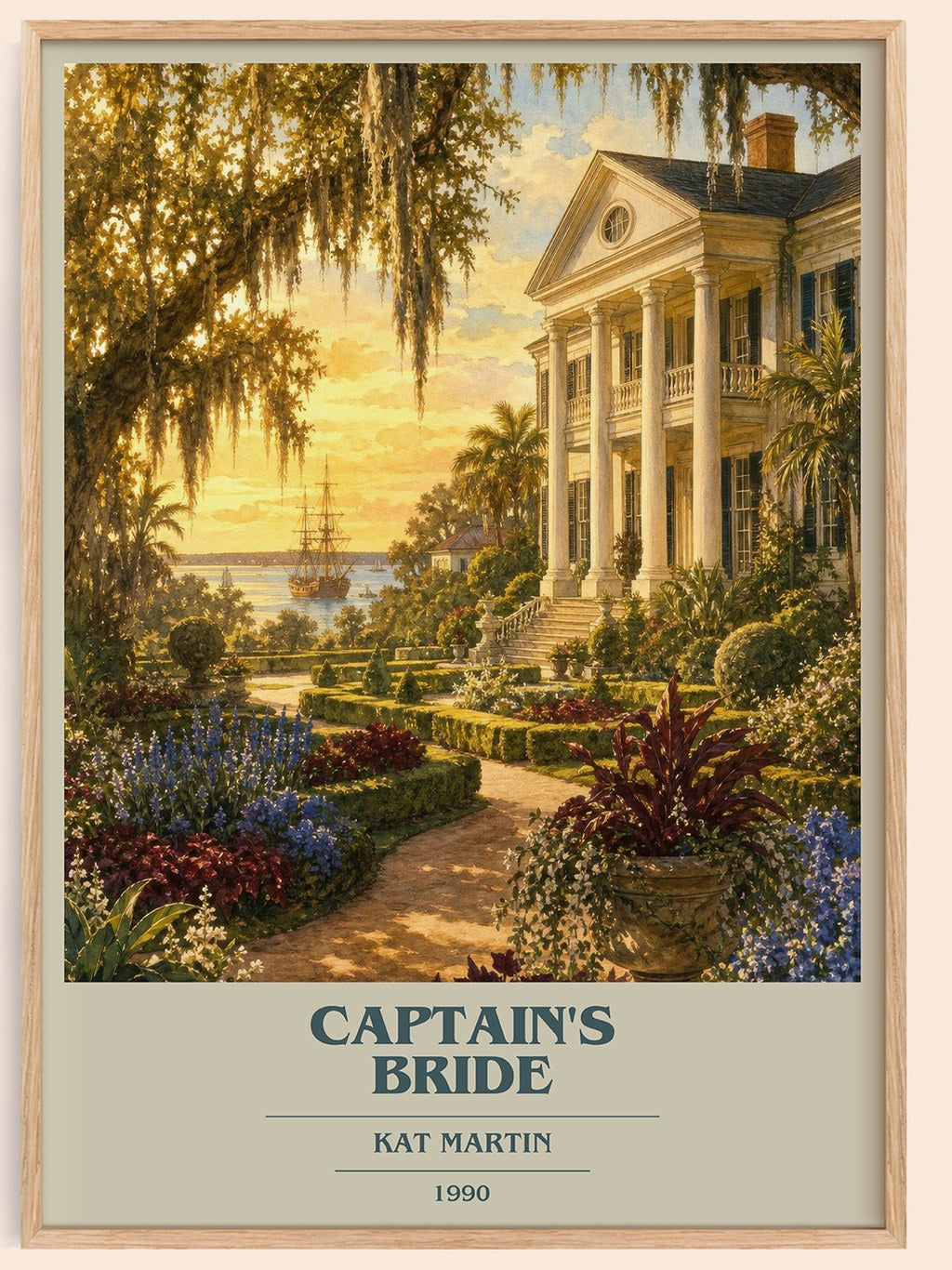 Captain's bride book cover book poster by Kat Martin – framed literary art print