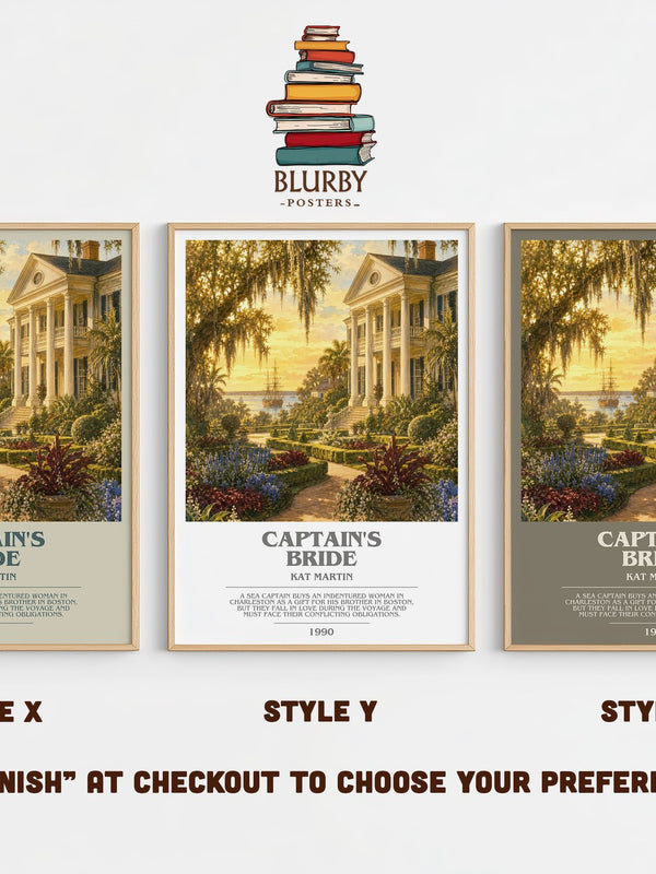Captain's bride bookish print in frame leaning in hallway – romance wall art