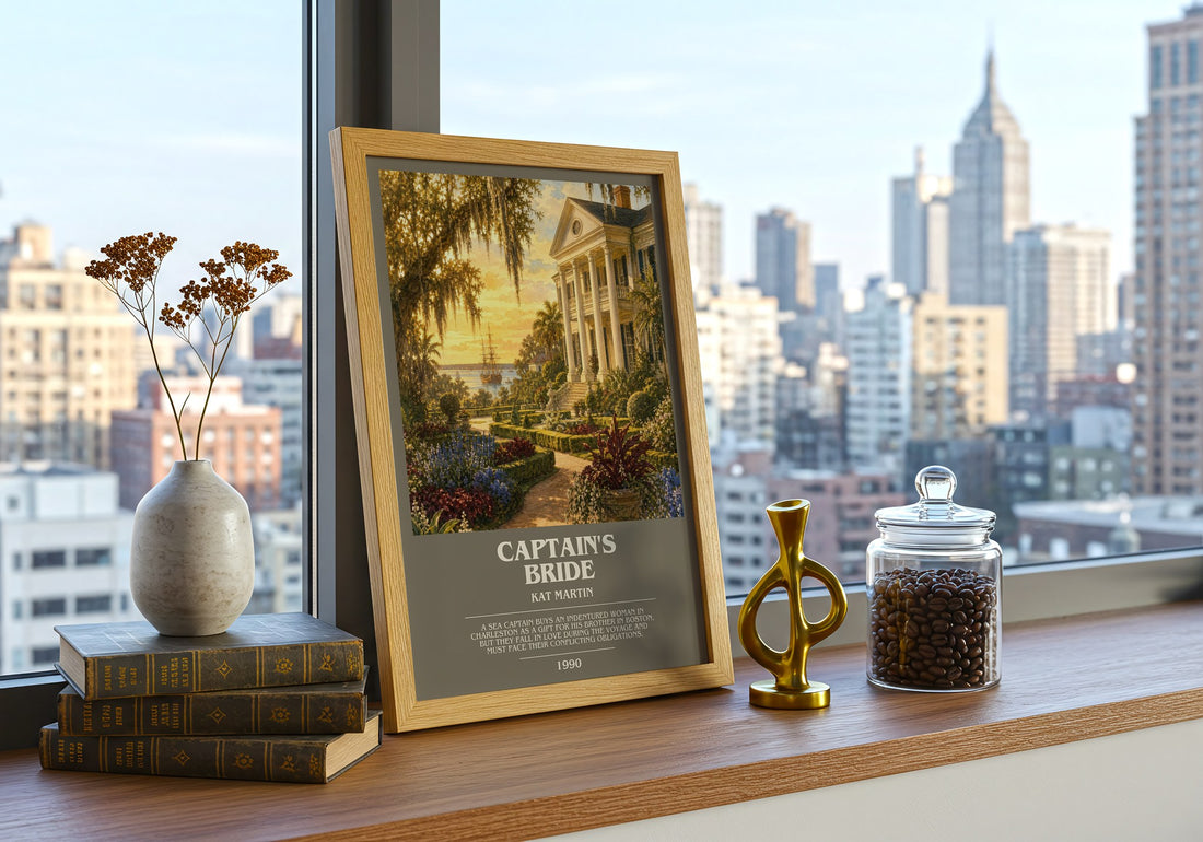 Captain's bride bookish print framed by window – literary home decor