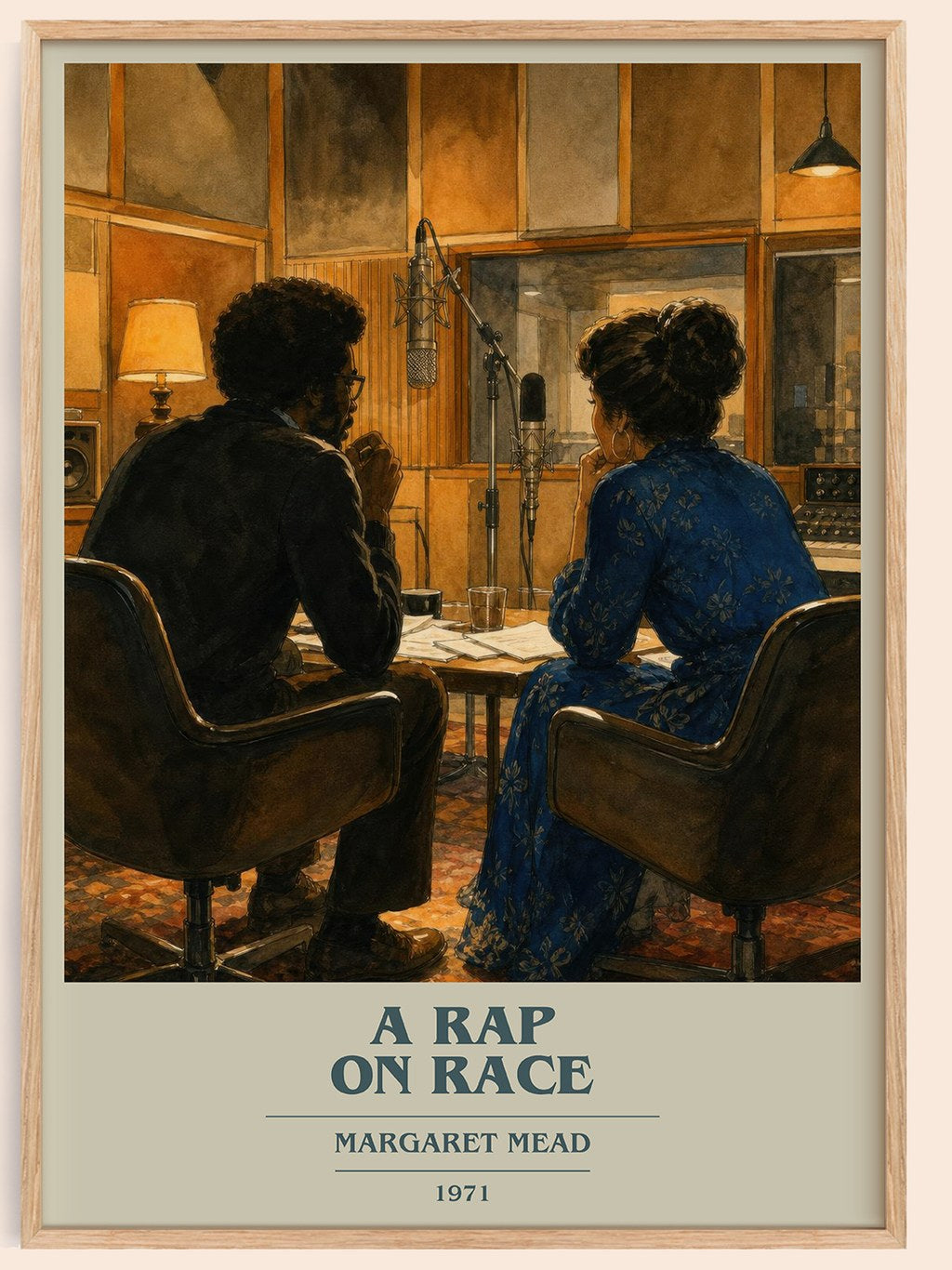 A rap on race book cover book poster by Margaret Mead – framed literary art print