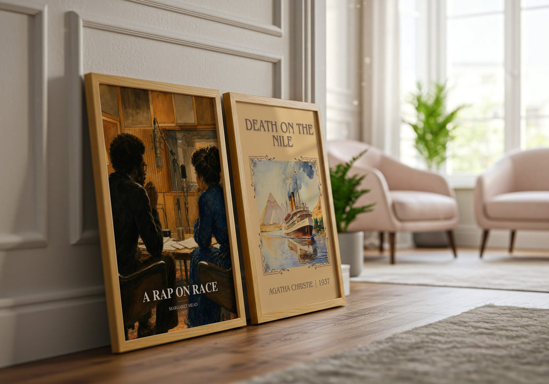 A rap on race watercolour print framed by window – literary home decor