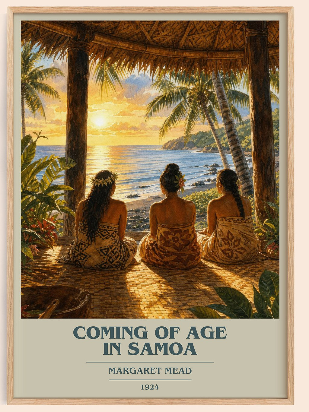 Coming of age in Samoa book cover book poster by Margaret Mead – framed literary art print
