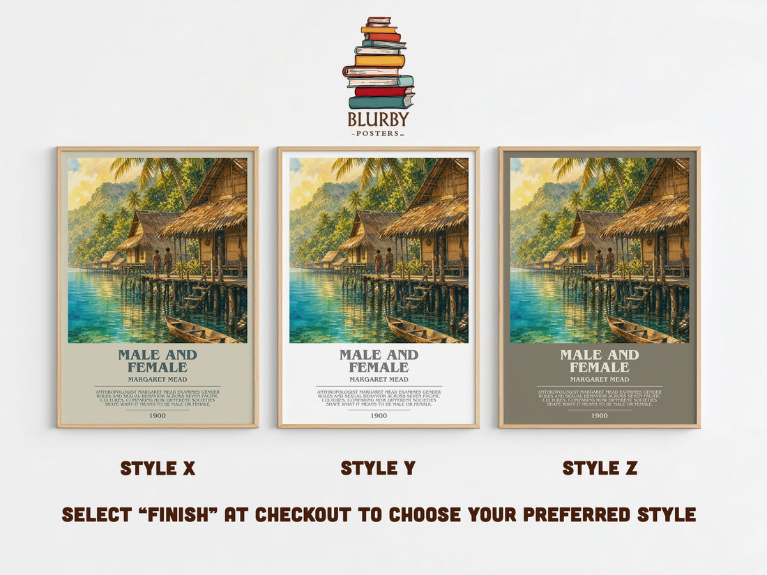 Male and female bookish print in frame leaning in hallway – non fiction wall art (mockup)