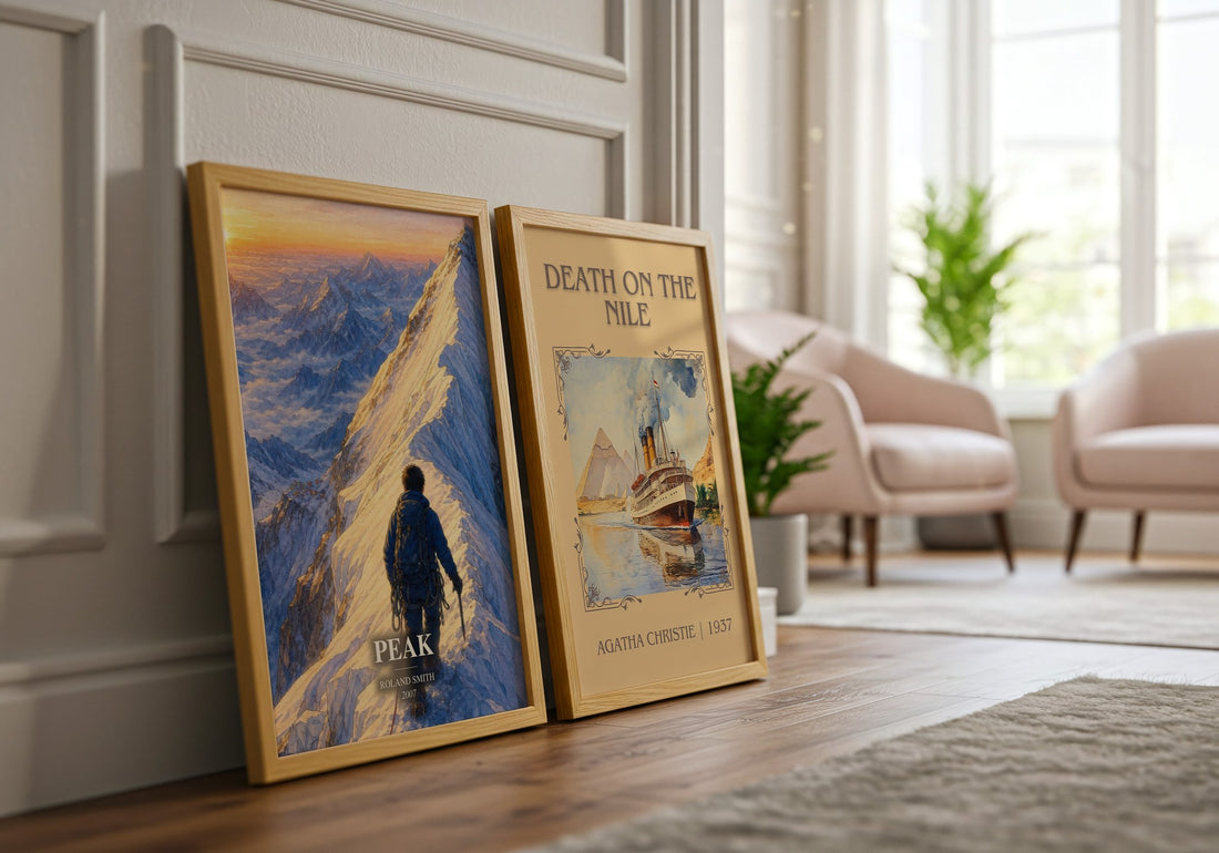Peak watercolour print framed by window – literary home decor