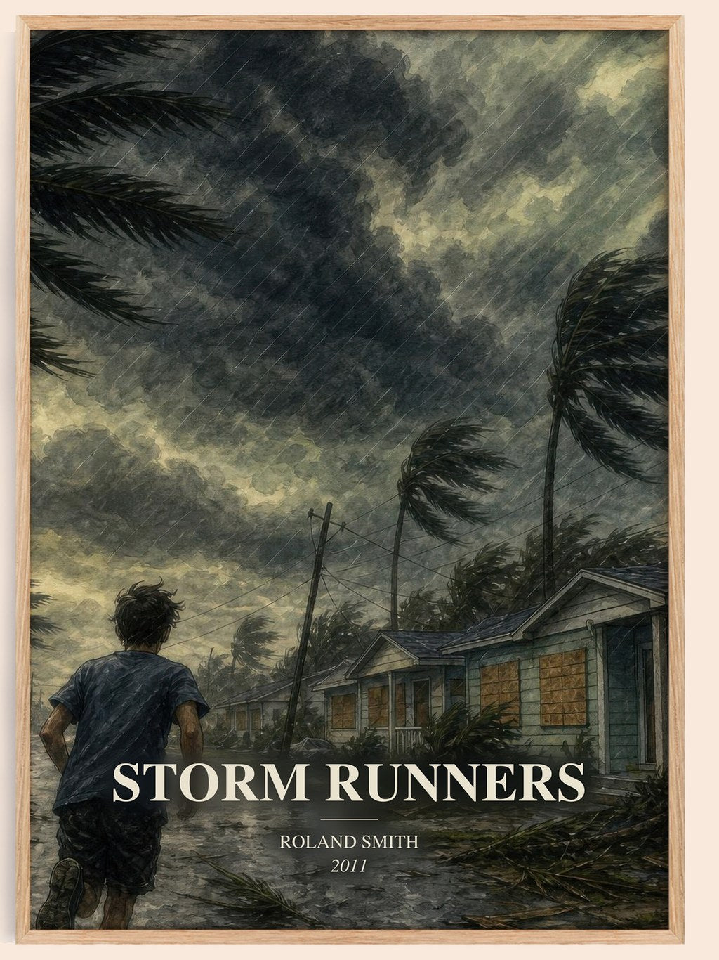 Storm Runners watercolour book poster by Roland Smith – framed literary art print