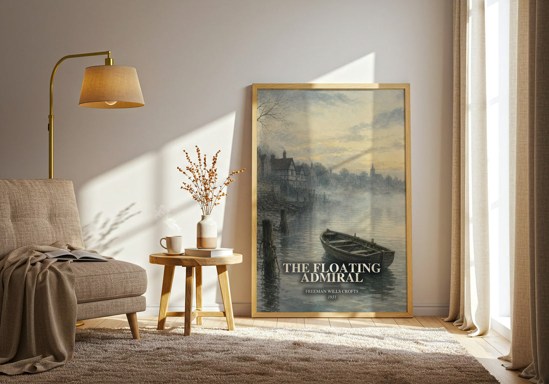 The Floating Admiral watercolour print in frame leaning in hallway – mystery wall art