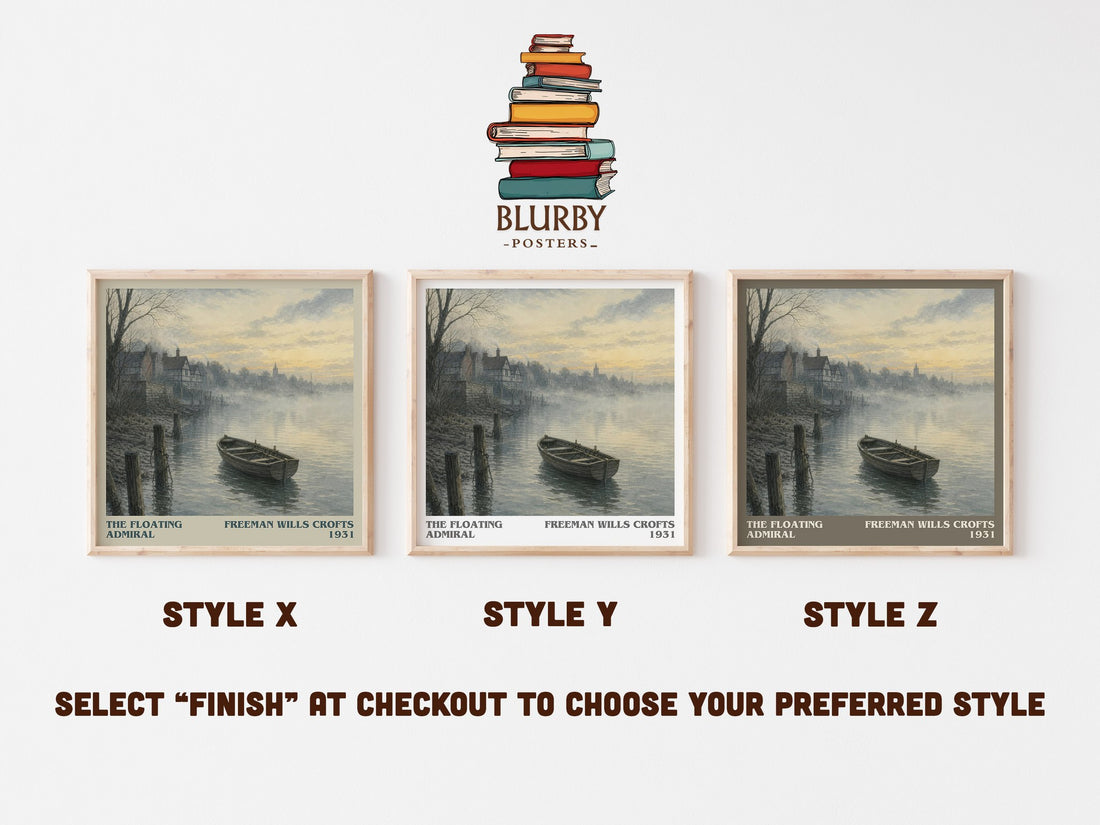 The Floating Admiral literary print in frame leaning in hallway – mystery wall art (mockup)