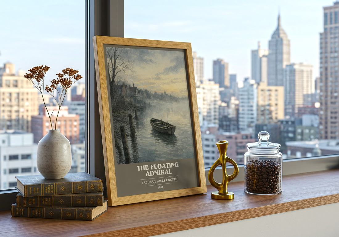 The Floating Admiral book cover print framed by window – literary home decor