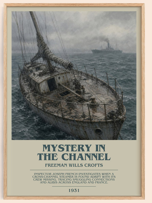 Mystery in the channel bookish book poster by Freeman Wills Crofts – framed literary art print