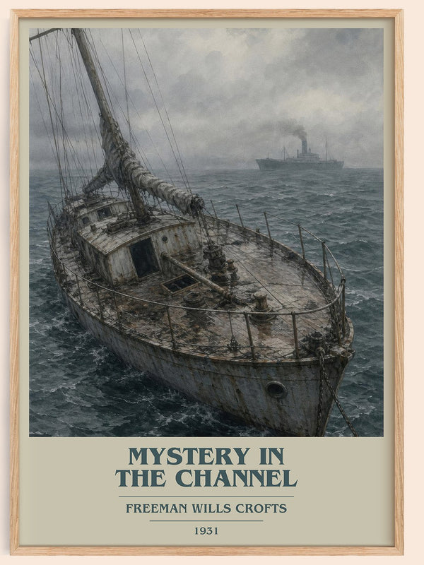 Mystery in the channel book cover book poster by Freeman Wills Crofts – framed literary art print