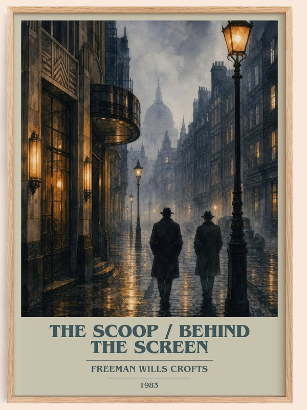 The Scoop / Behind the Screen book cover book poster by Freeman Wills Crofts – framed literary art print
