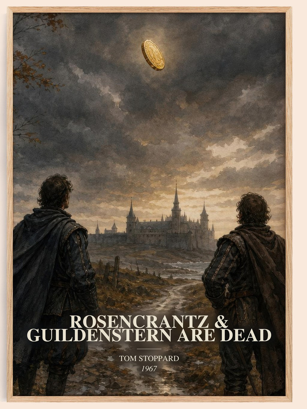 Rosencrantz & Guildenstern are dead watercolour book poster by Tom Stoppard – framed literary art print