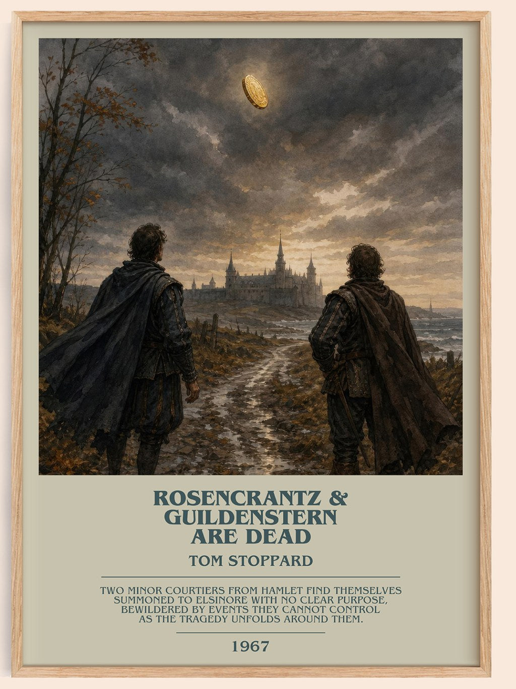 Rosencrantz & Guildenstern are dead bookish book poster by Tom Stoppard – framed literary art print