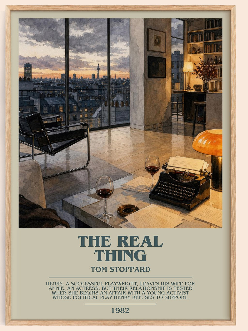 The real thing bookish book poster by Tom Stoppard – framed literary art print