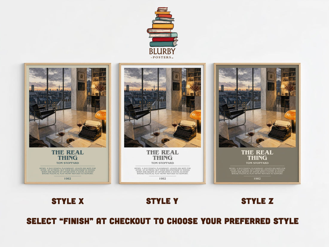 The real thing bookish print in frame leaning in hallway – literary fiction wall art (mockup)