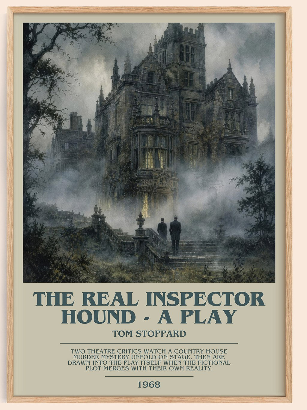 The Real Inspector Hound - A Play bookish book poster by Tom Stoppard – framed literary art print
