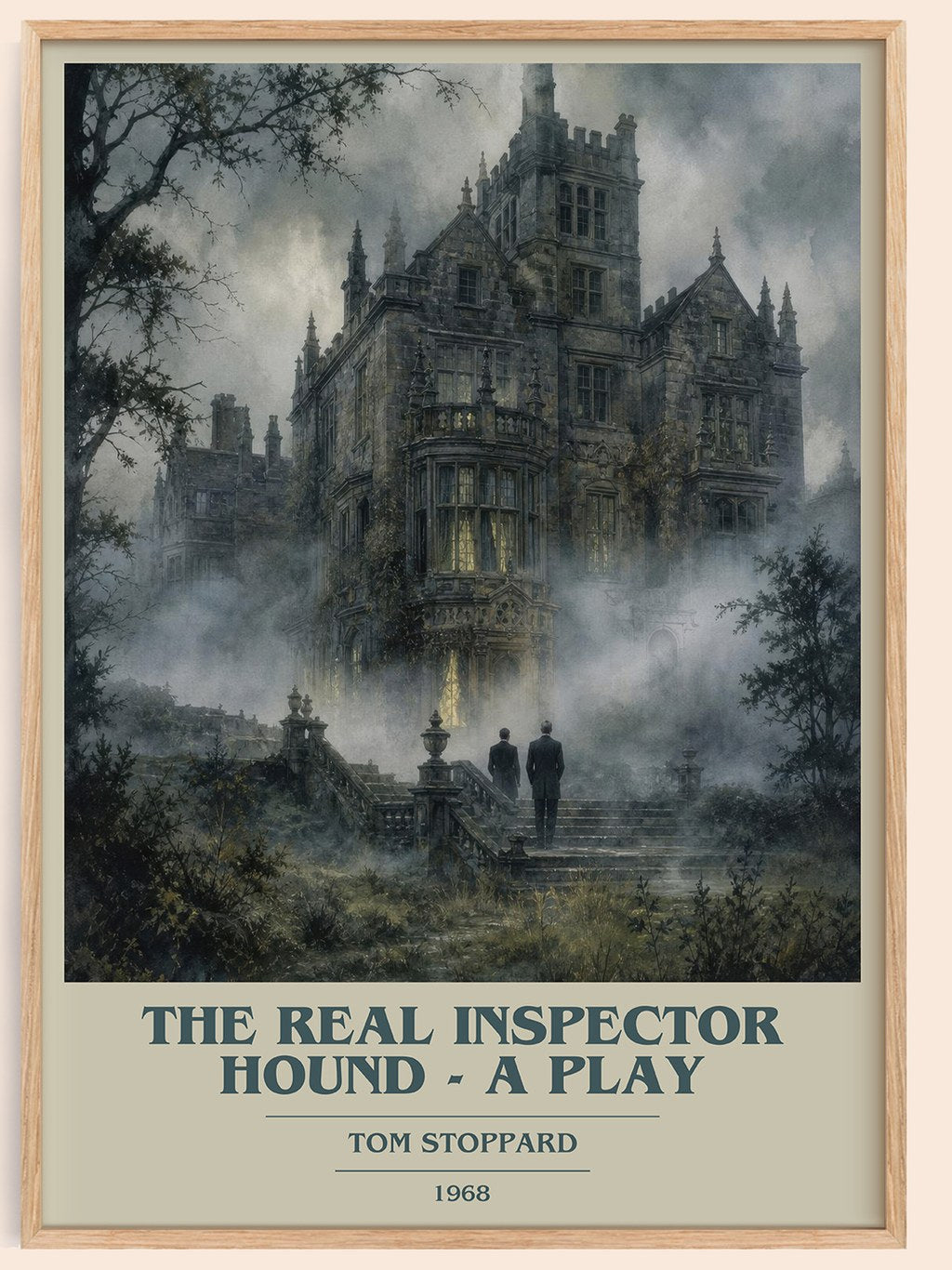 The Real Inspector Hound - A Play book cover book poster by Tom Stoppard – framed literary art print