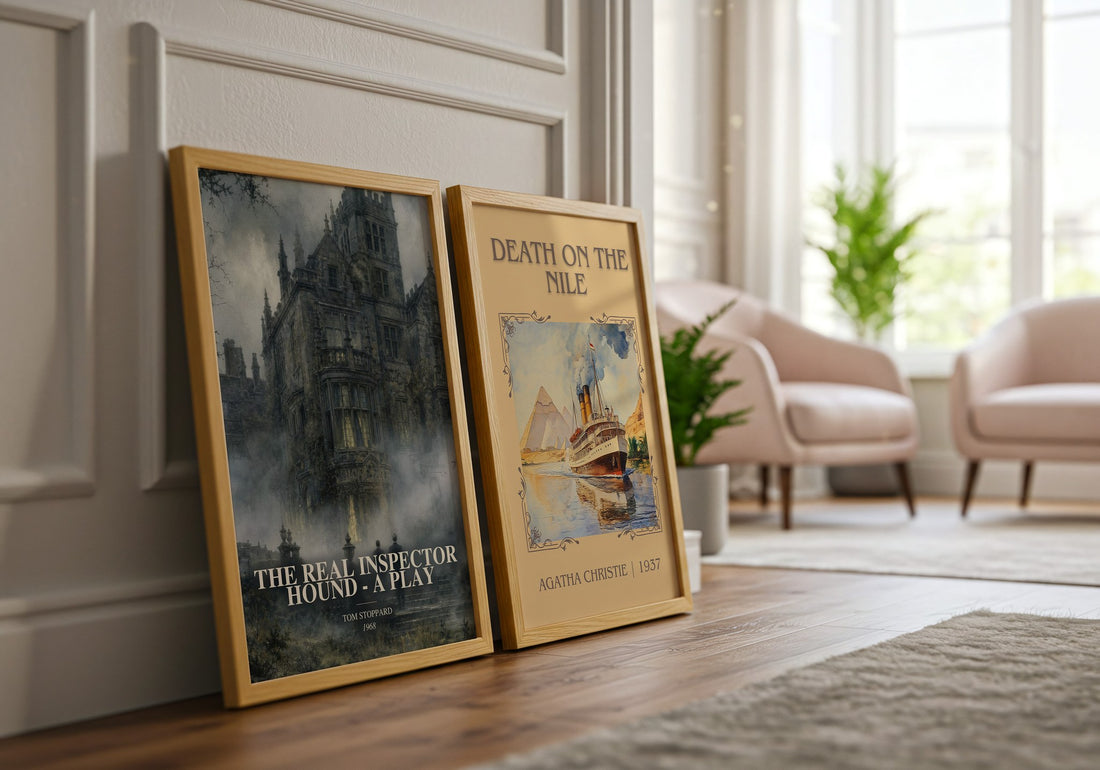 The Real Inspector Hound - A Play watercolour print framed by window – literary home decor