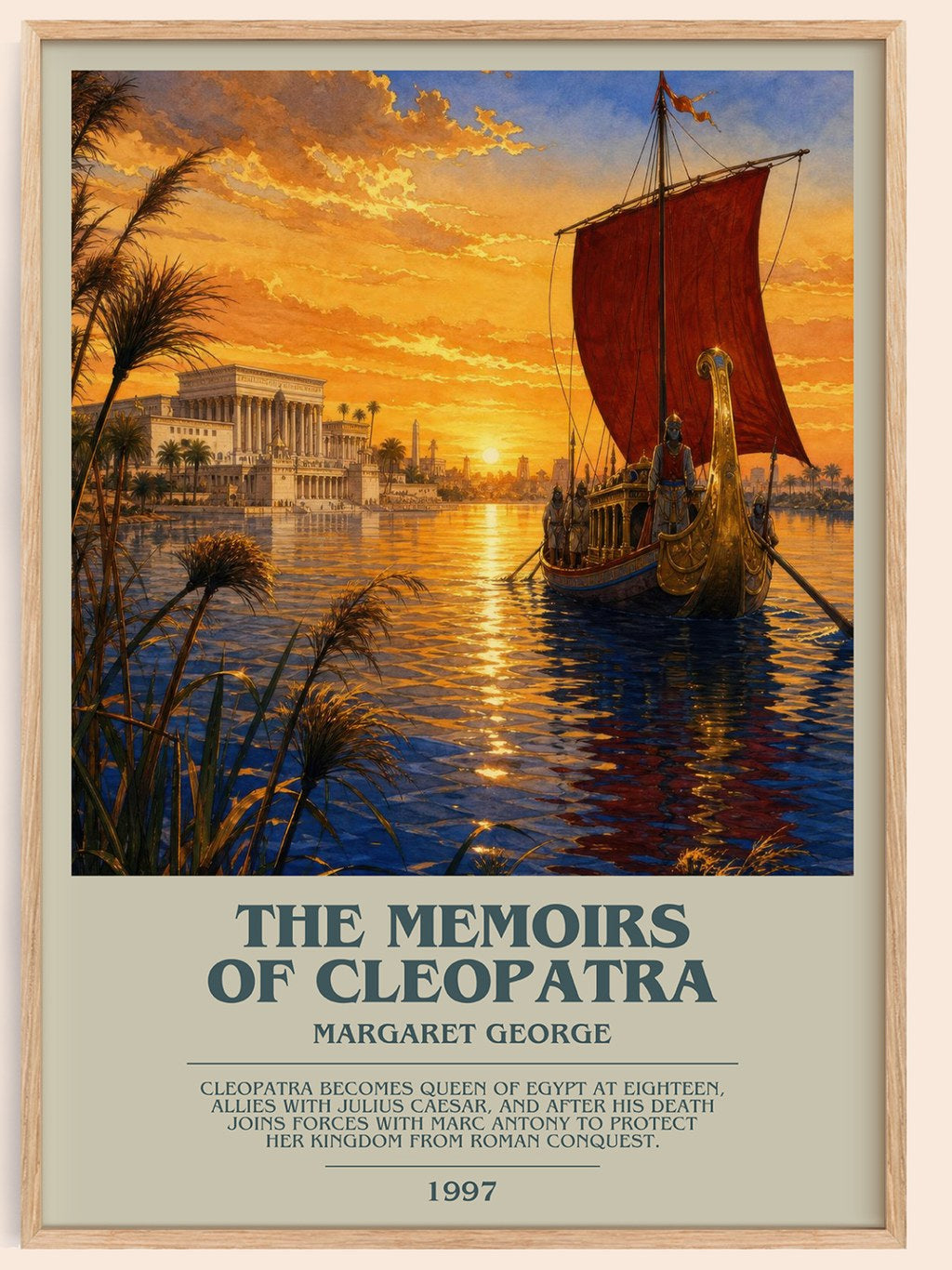 The Memoirs of Cleopatra bookish book poster by Margaret George – framed literary art print