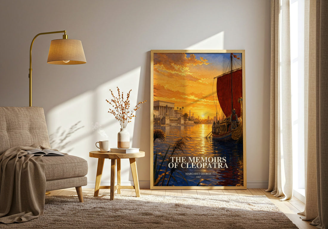 The Memoirs of Cleopatra watercolour print in frame leaning in hallway – historical fiction wall art