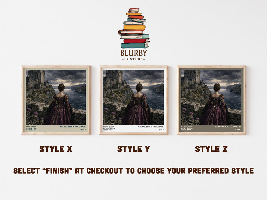Mary Queen of Scotland & The Isles literary print in frame leaning in hallway – historical fiction wall art (mockup)