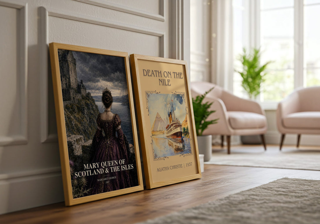 Mary Queen of Scotland & The Isles watercolour print framed by window – literary home decor