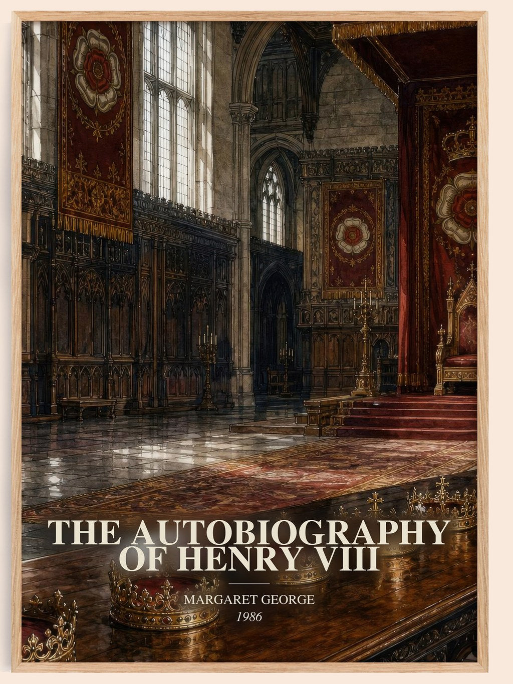 The autobiography of Henry VIII watercolour book poster by Margaret George – framed literary art print