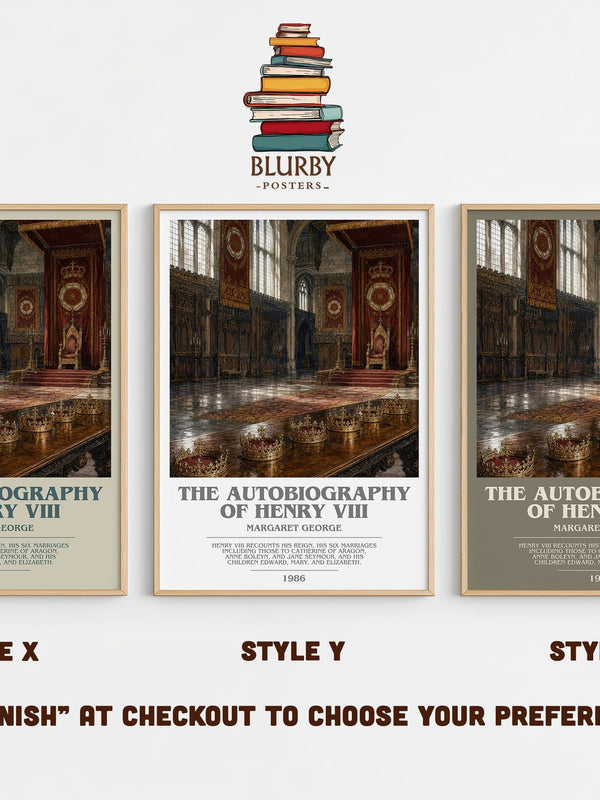 The autobiography of Henry VIII bookish print in frame leaning in hallway – historical fiction wall art