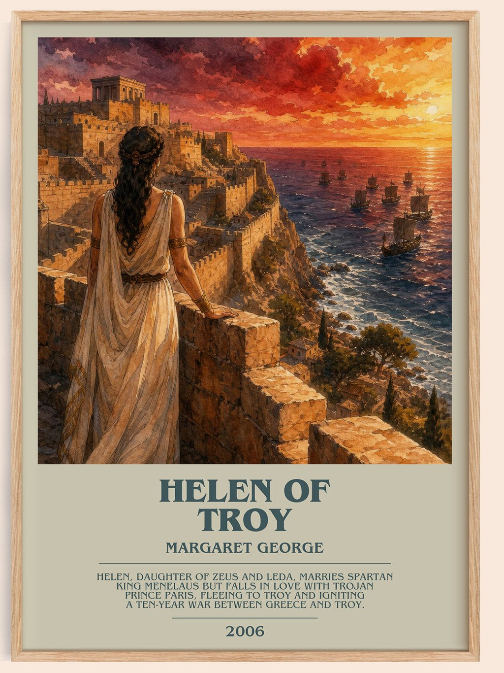 Helen of Troy bookish book poster by Margaret George – framed literary art print
