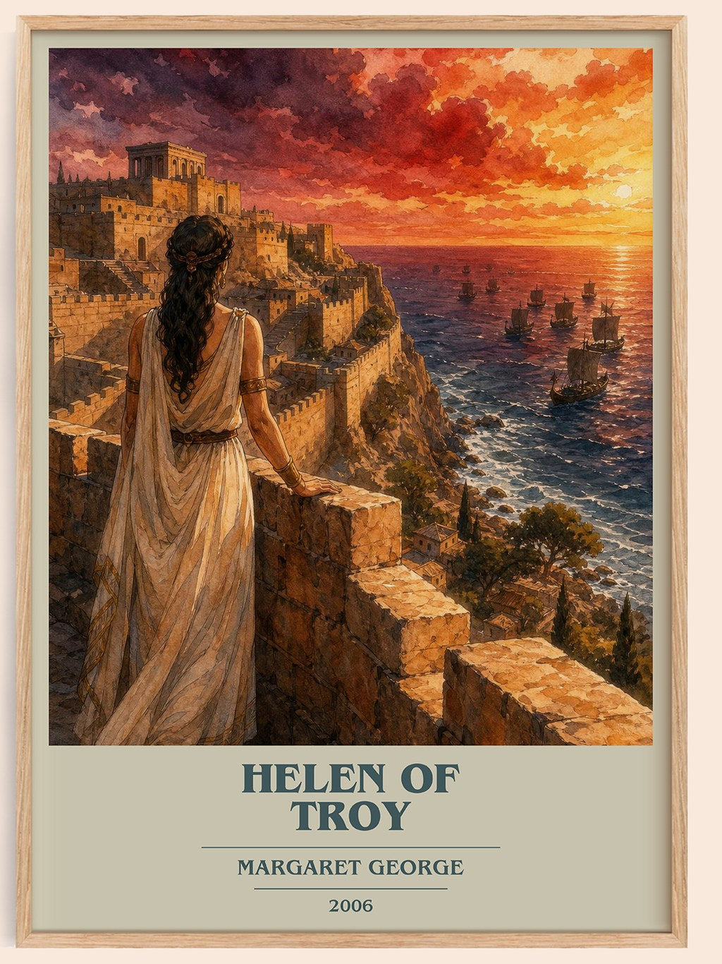 Helen of Troy book cover book poster by Margaret George – framed literary art print