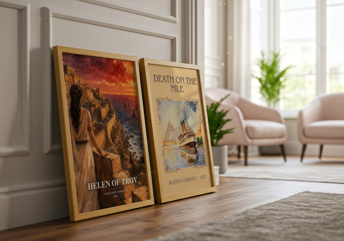 Helen of Troy watercolour print framed by window – literary home decor