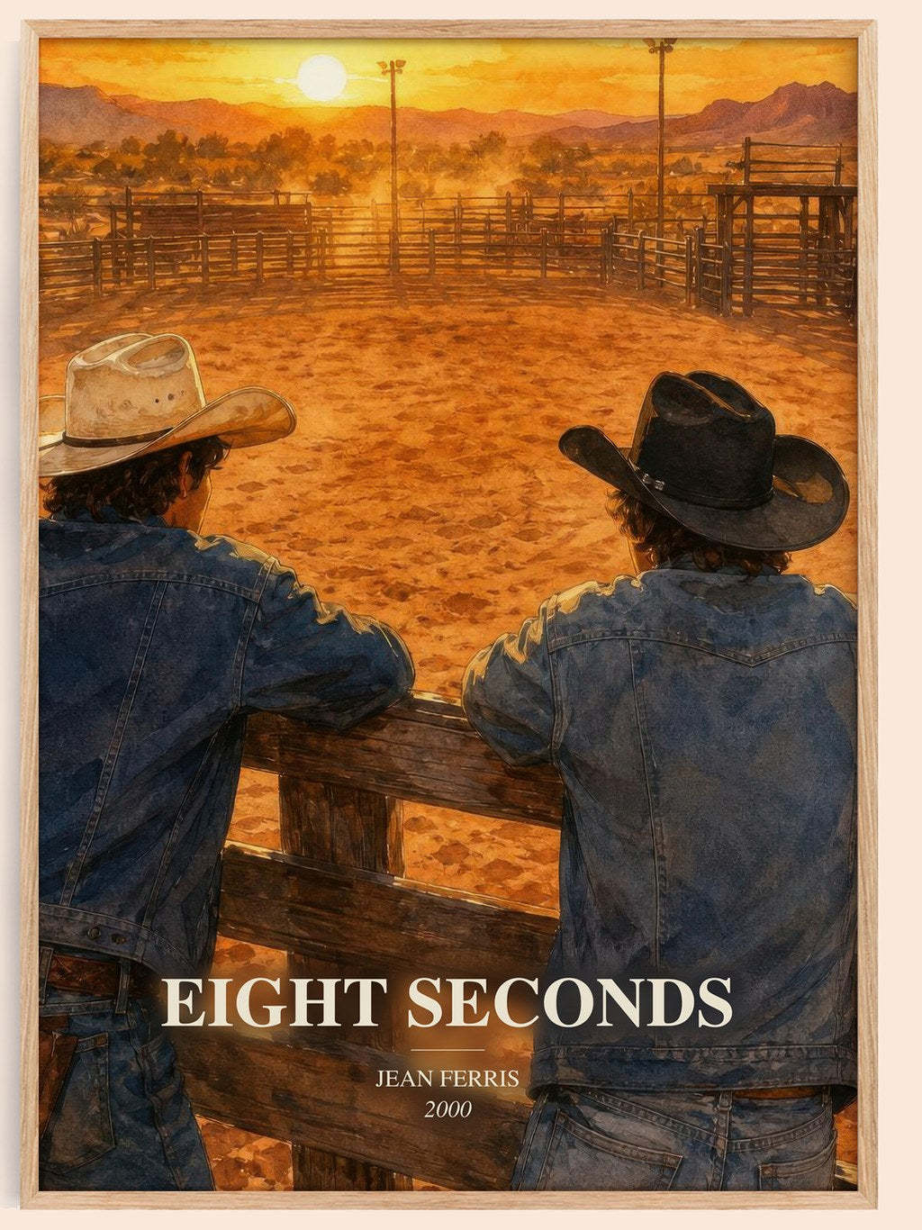 Eight seconds watercolour book poster by Jean Ferris – framed literary art print