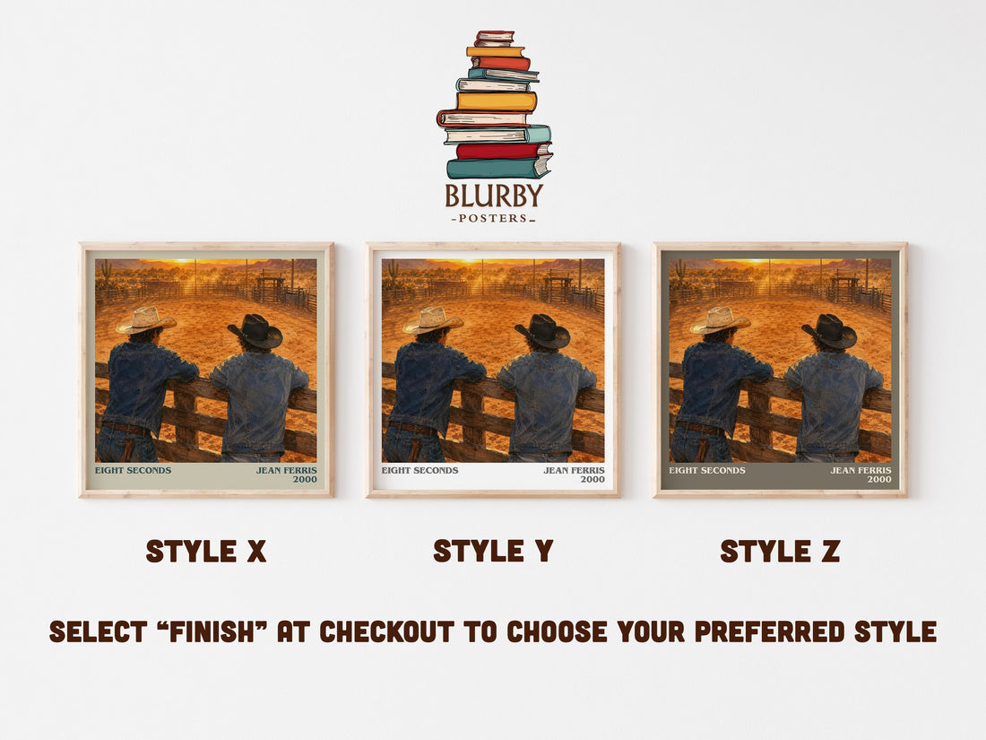 Eight seconds literary print in frame leaning in hallway – young adult wall art (mockup)