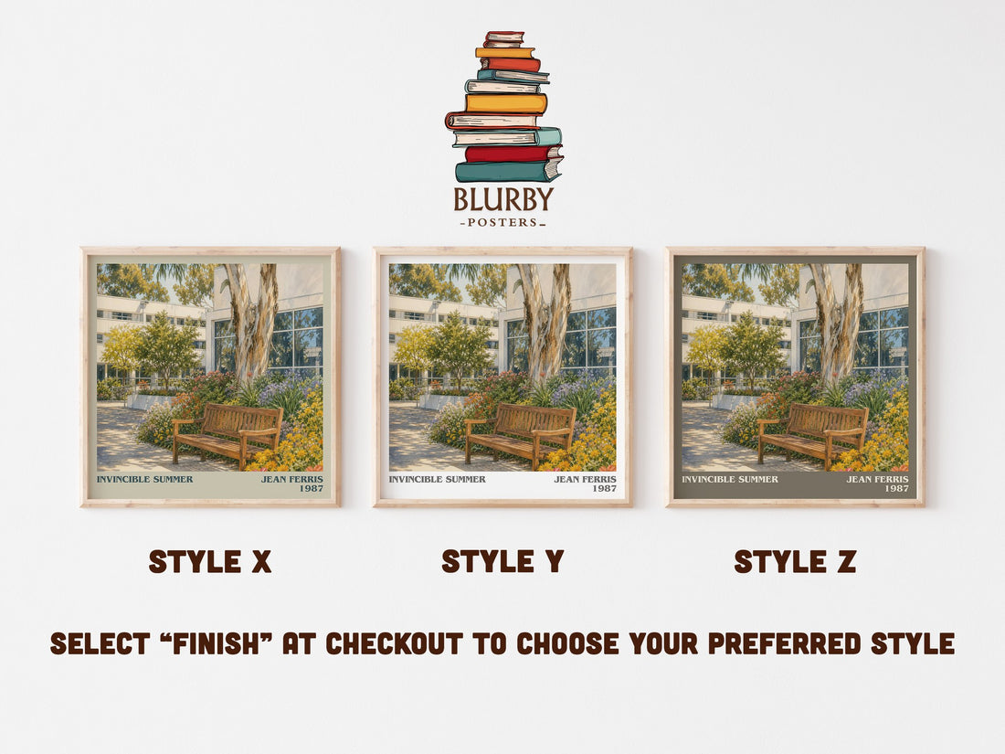 Invincible Summer literary print in frame leaning in hallway – young adult wall art (mockup)