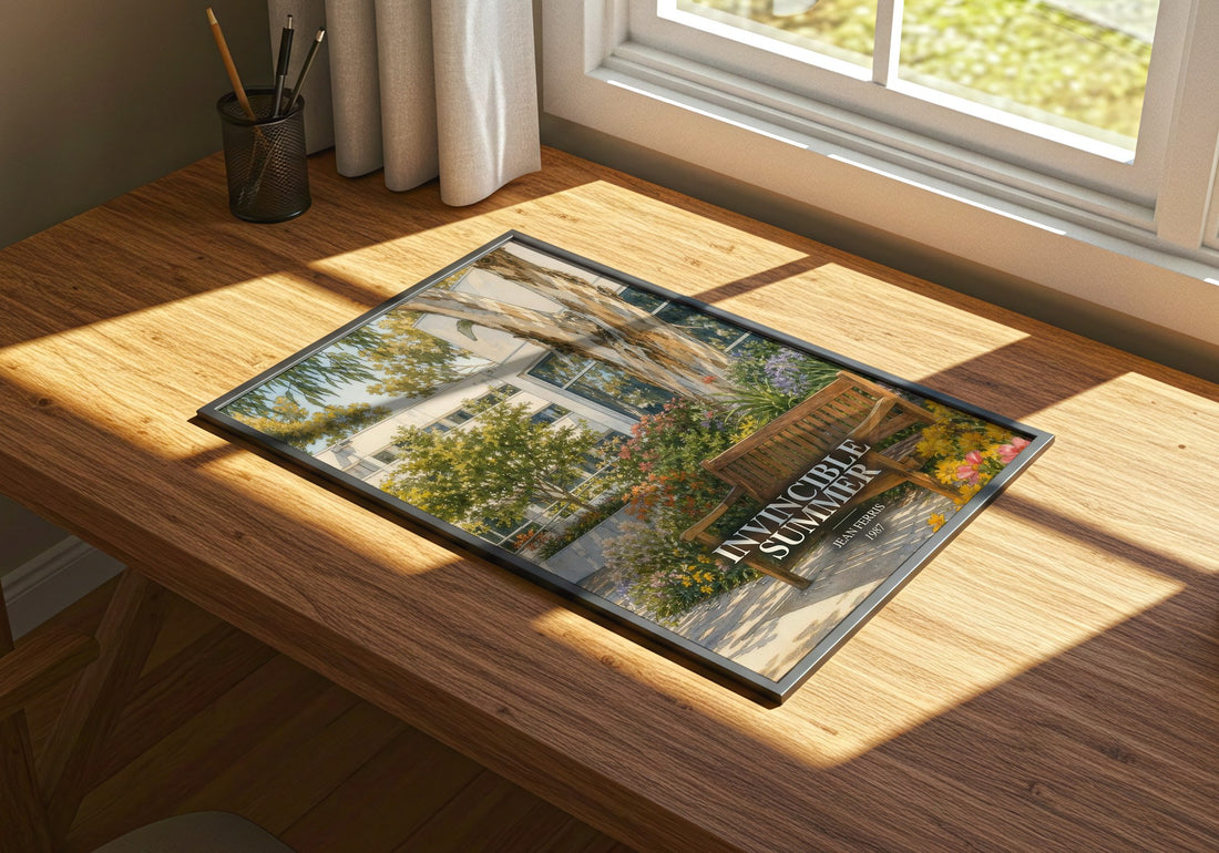 Invincible Summer watercolour book poster framed on wall – young adult wall art