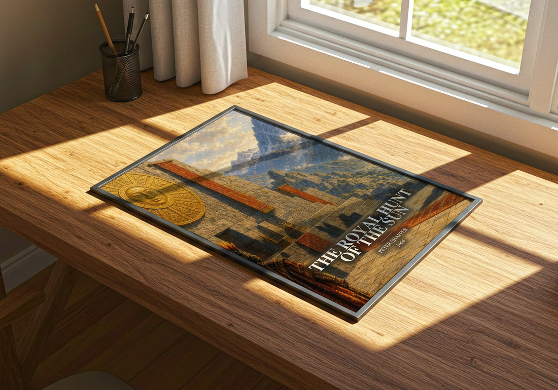 The royal hunt of the sun watercolour book poster framed on wall – historical fiction wall art