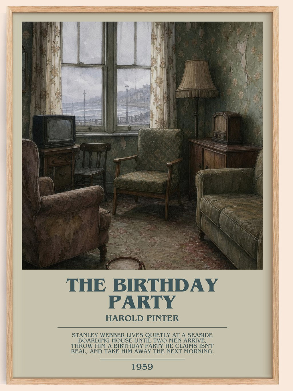 The birthday party bookish book poster by Harold Pinter – framed literary art print
