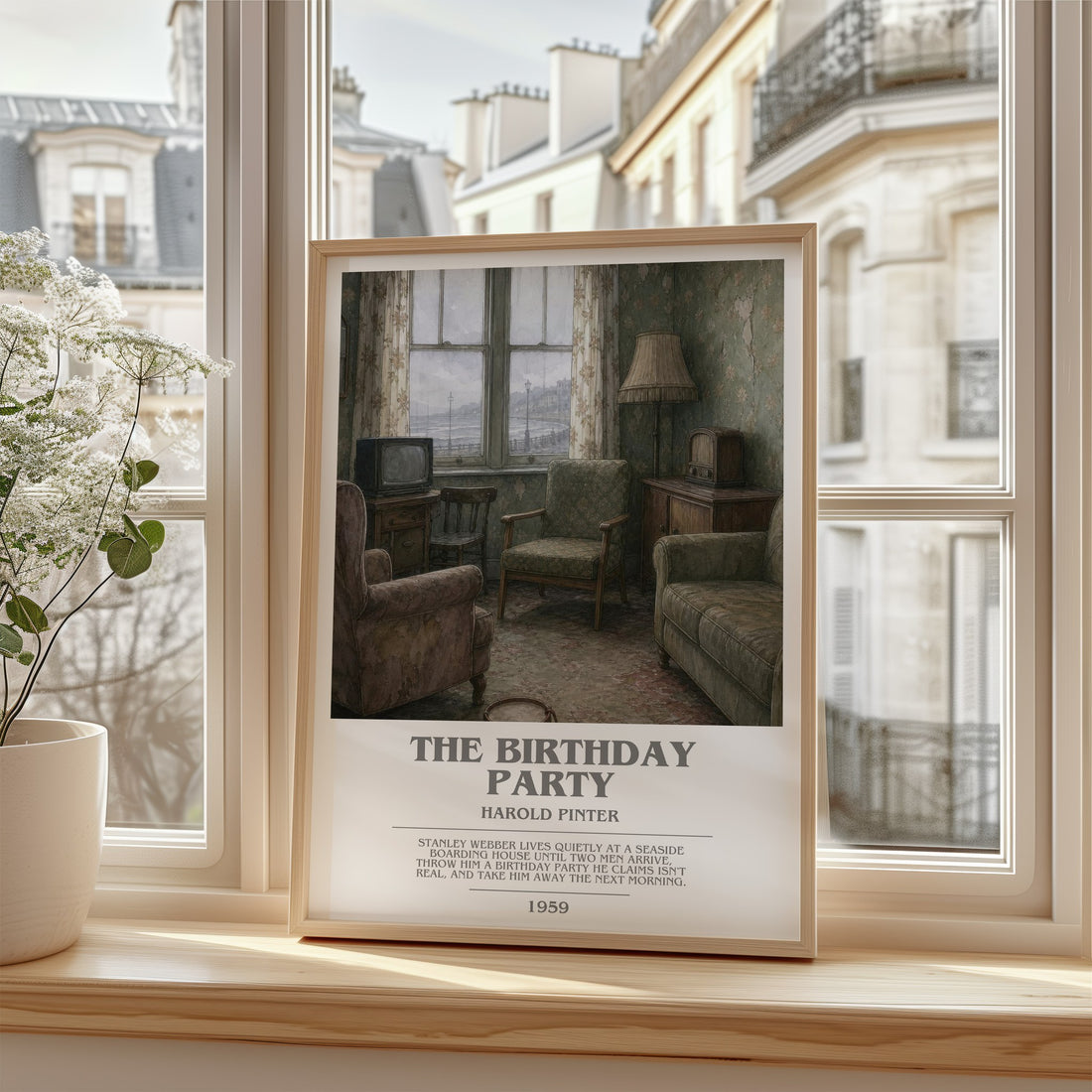 The birthday party bookish poster colour and style options – Harold Pinter book art