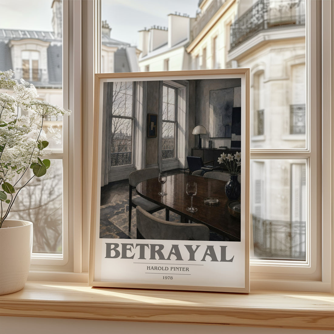 Betrayal book cover poster colour and style options – Harold Pinter book art