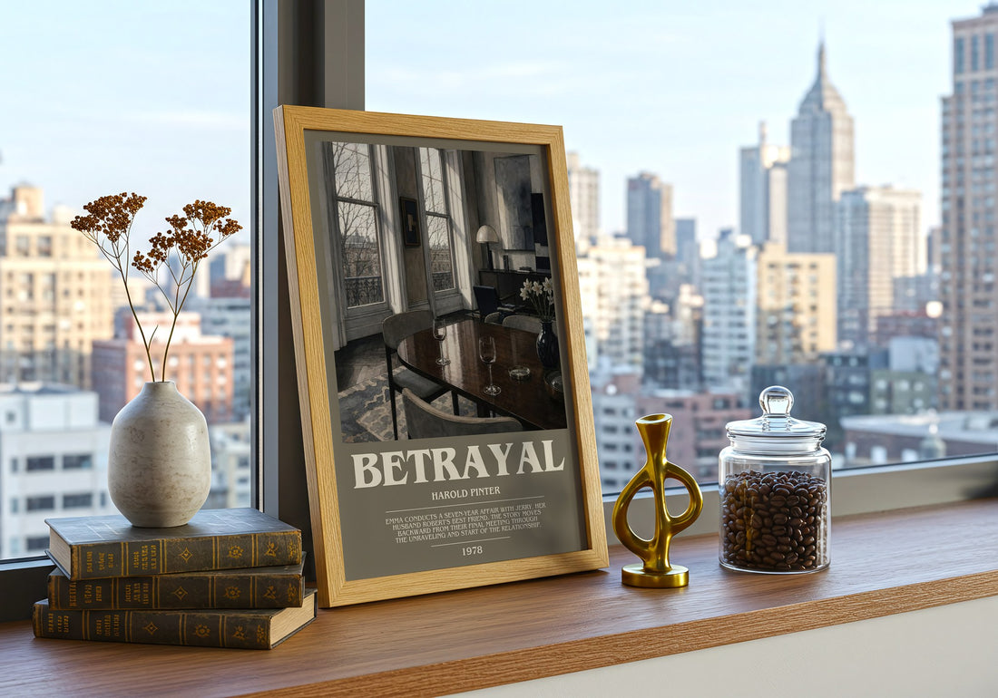 Betrayal bookish print framed by window – literary home decor