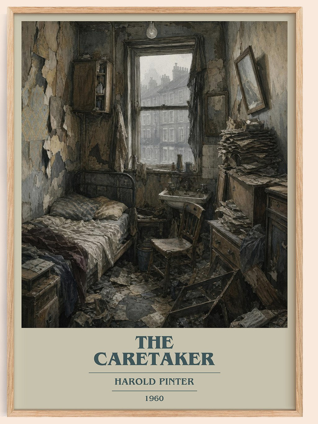 The caretaker book cover book poster by Harold Pinter – framed literary art print