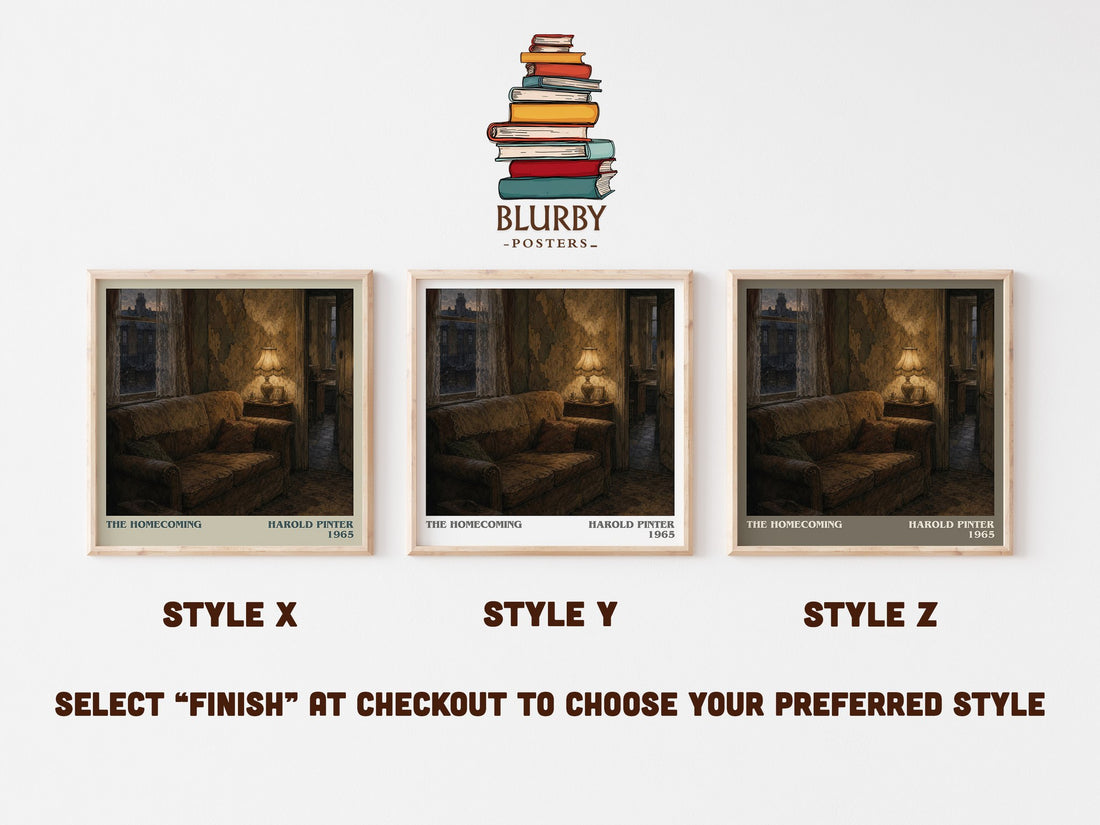 The homecoming literary print in frame leaning in hallway – literary fiction wall art (mockup)