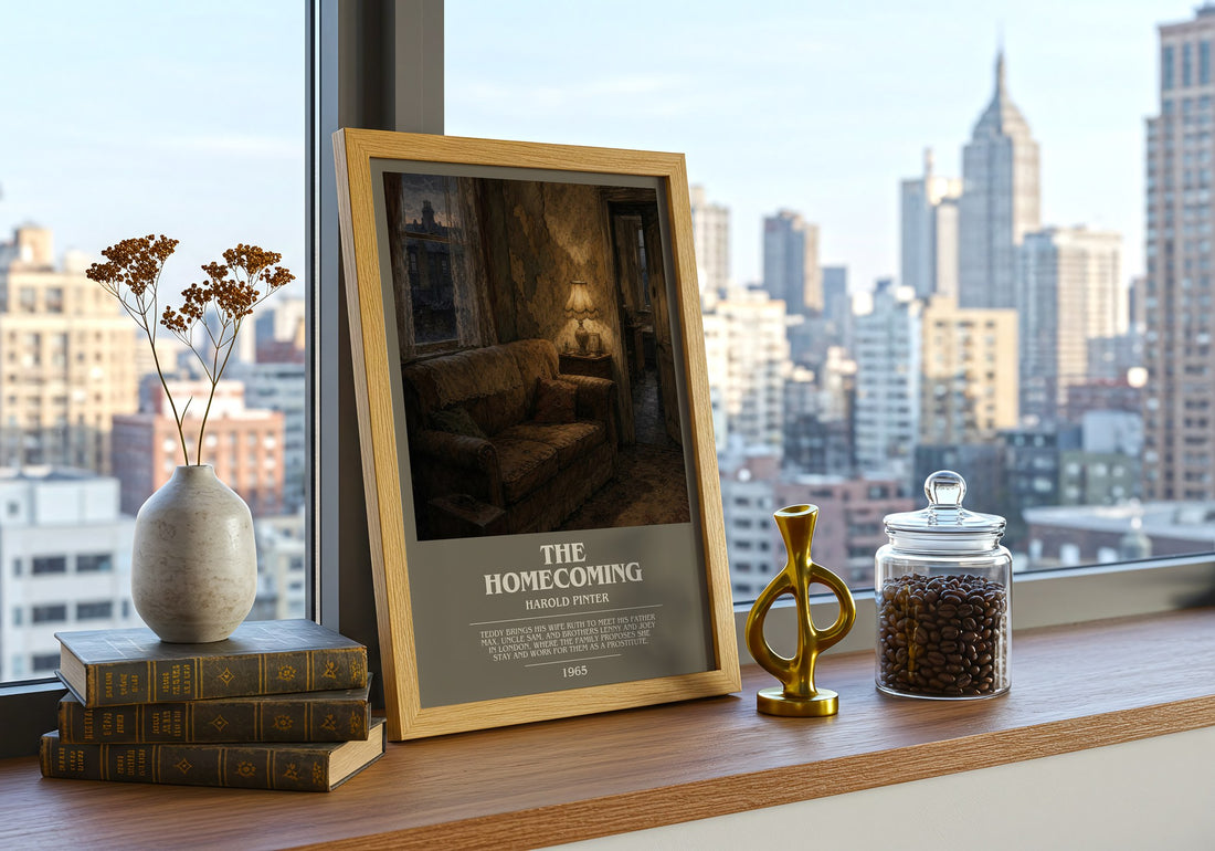 The homecoming bookish print framed by window – literary home decor
