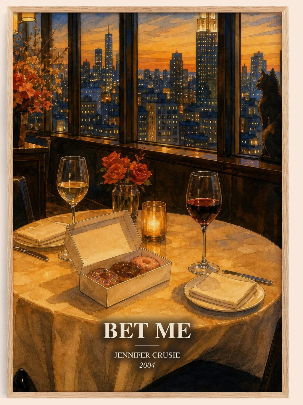 Bet me watercolour book poster by Jennifer Crusie – framed literary art print